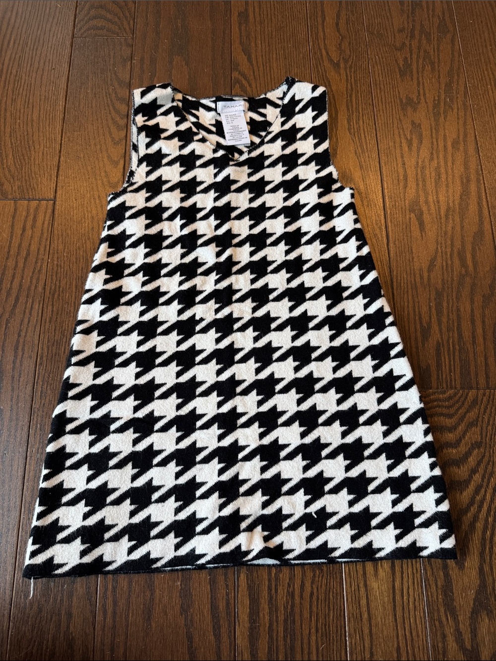 Chic Houndstooth Sleeveless Kids Dress - Black & White